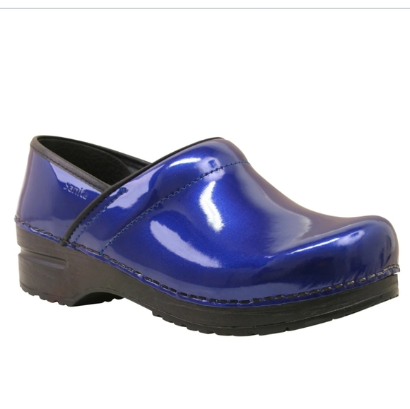 Sanita Pro Patent Leather Women's Blue Clog Shoes Size 6 - Picture 1 of 16